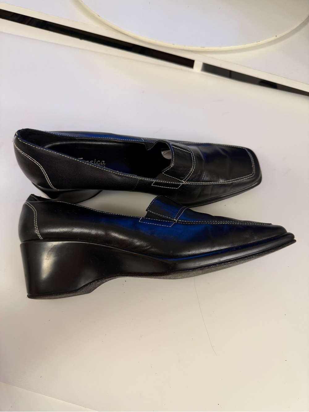 Jessica Black Leather Slip-On Loafers